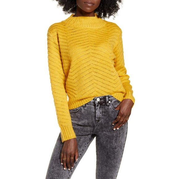 Debut Chevron Stitch Mock Neck Sweater 